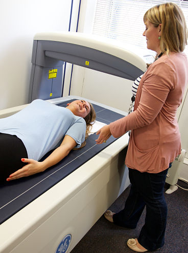 Participant having a DXA scan at Focus@24+